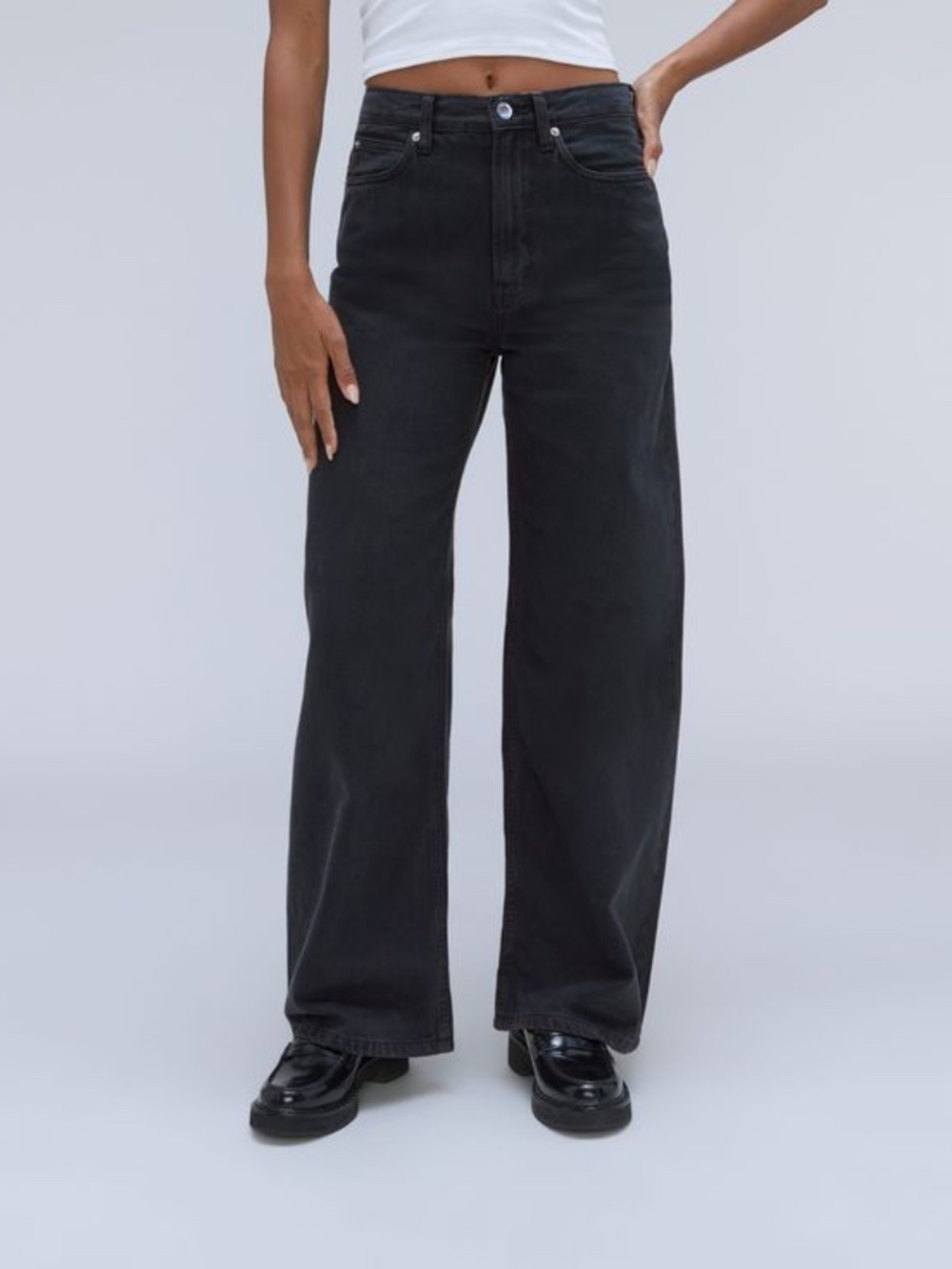 EVERLANE Women's The OG Baggy Jeans Size 26 Black Ink Wash